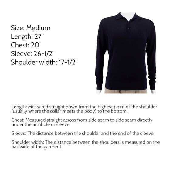 The Men's Store Bloomingdale's Merino Wool Polo Sweater Medium Black Classic Fit - Picture 7 of 7